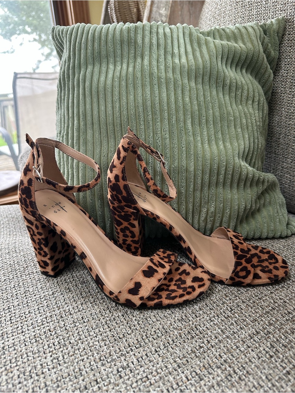a new day Leopard Print Ankle-Strap Block Heels - Brown/Black